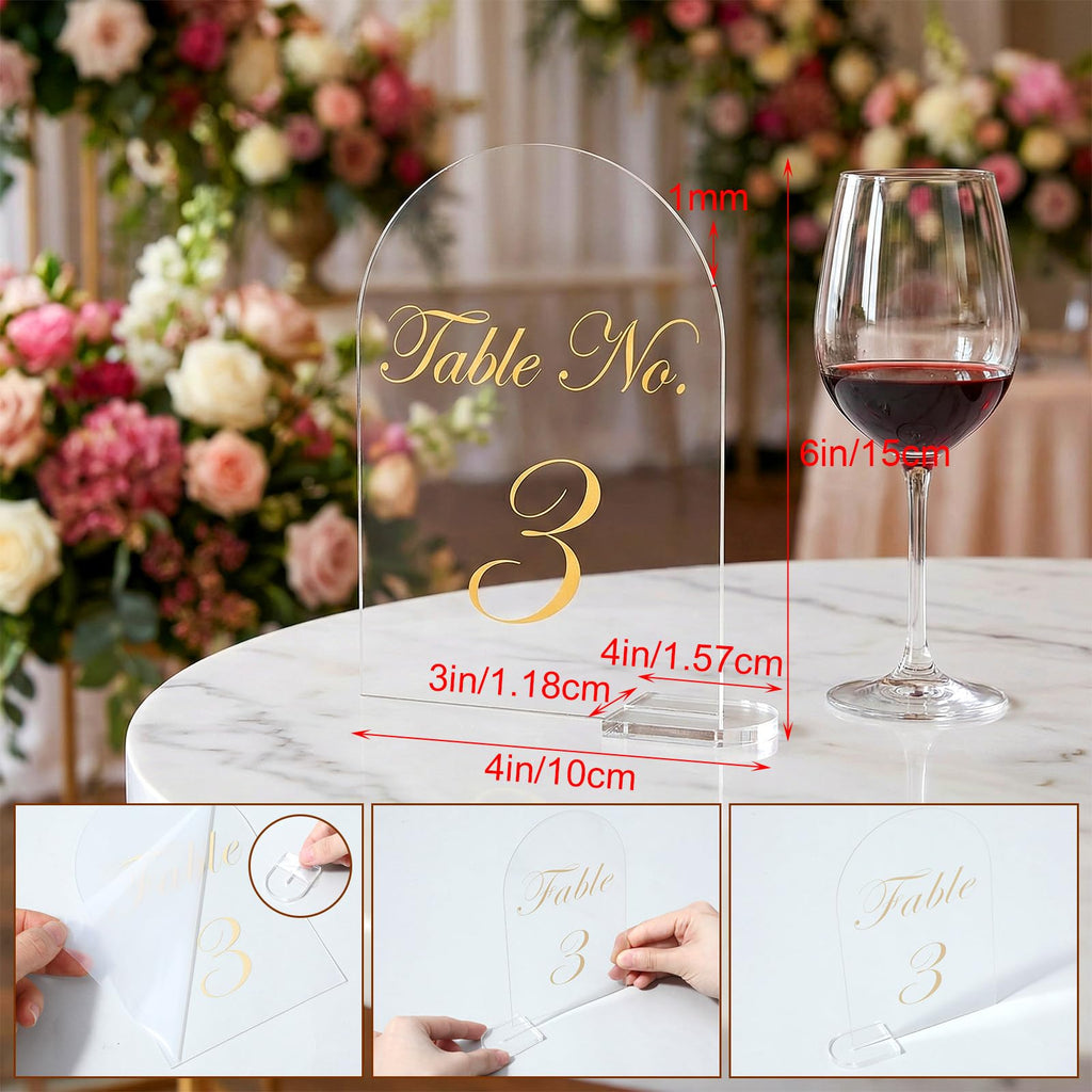 Arch Wedding Table Numbers 1-30 with Stands, 6"×4"Gold Table Numbers