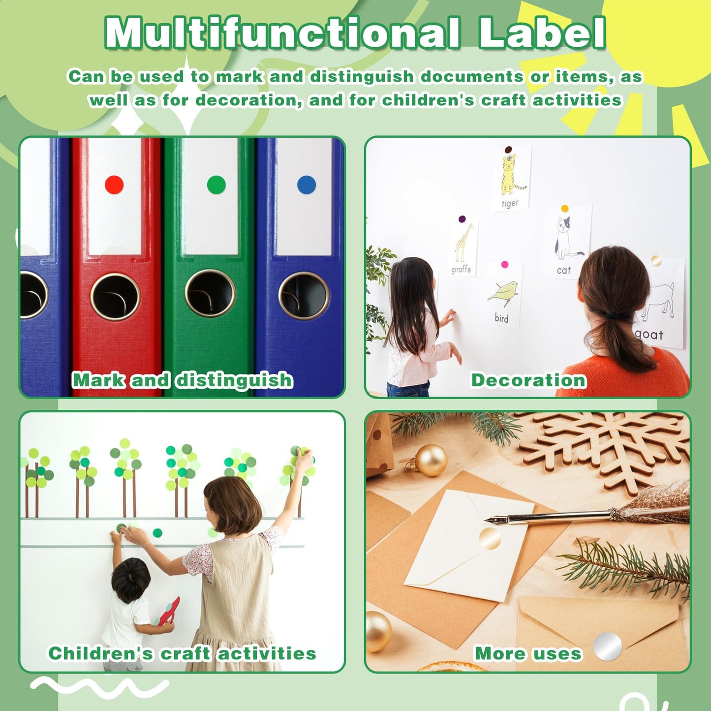 6528Pcs 1/4 Inch Colored Dot Stickers, Coding Labels Circle Dot 16 Color Code Dots Round Adhesive Dots Sticker for Office Classroom Kids(Small) C