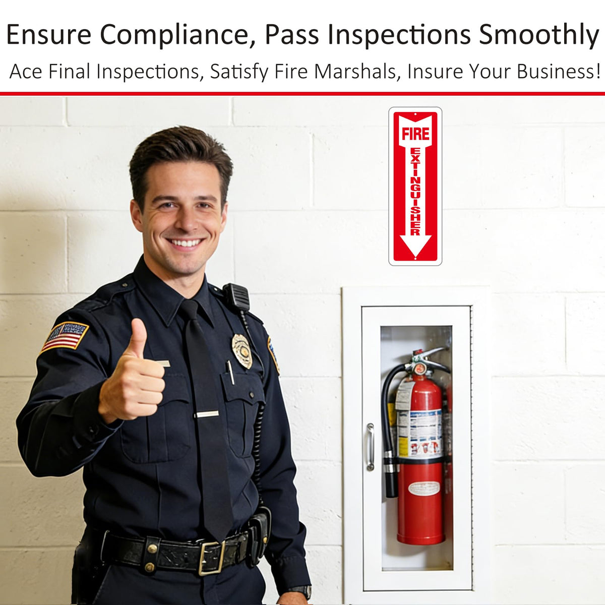 (16 Pack) Self-adhesive Fire Extinguisher Sign, 12" x 4" Durable Plastic Fire Extinguisher Sticker for Business and Home Use, Indoor, Outdoor, 20 Mil Thick PVC Safety Signs, Weather-resistant, No Fade, Easy to Install 16