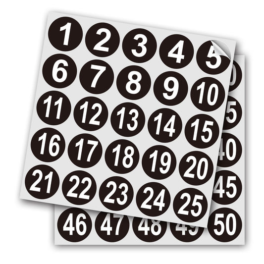 Black Consecutive Number Stickers – 1 to 50,1 Set – Vinyl Self Adhesive Premium Decal for Storage, Organizing, Boxes, Bins, Toolbox (Black,3 Inch) Black 3inch