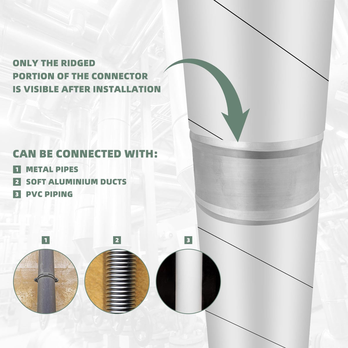 4 Inch Metal Duct Connector, 2Pcs Stainless Steels Ventilation Duct Extension Round Dryer Vent Coupler with 16FT Aluminum Foil Tape and Hose Clamp, Metal Vent Duct Hose Coupling Pipe Connector