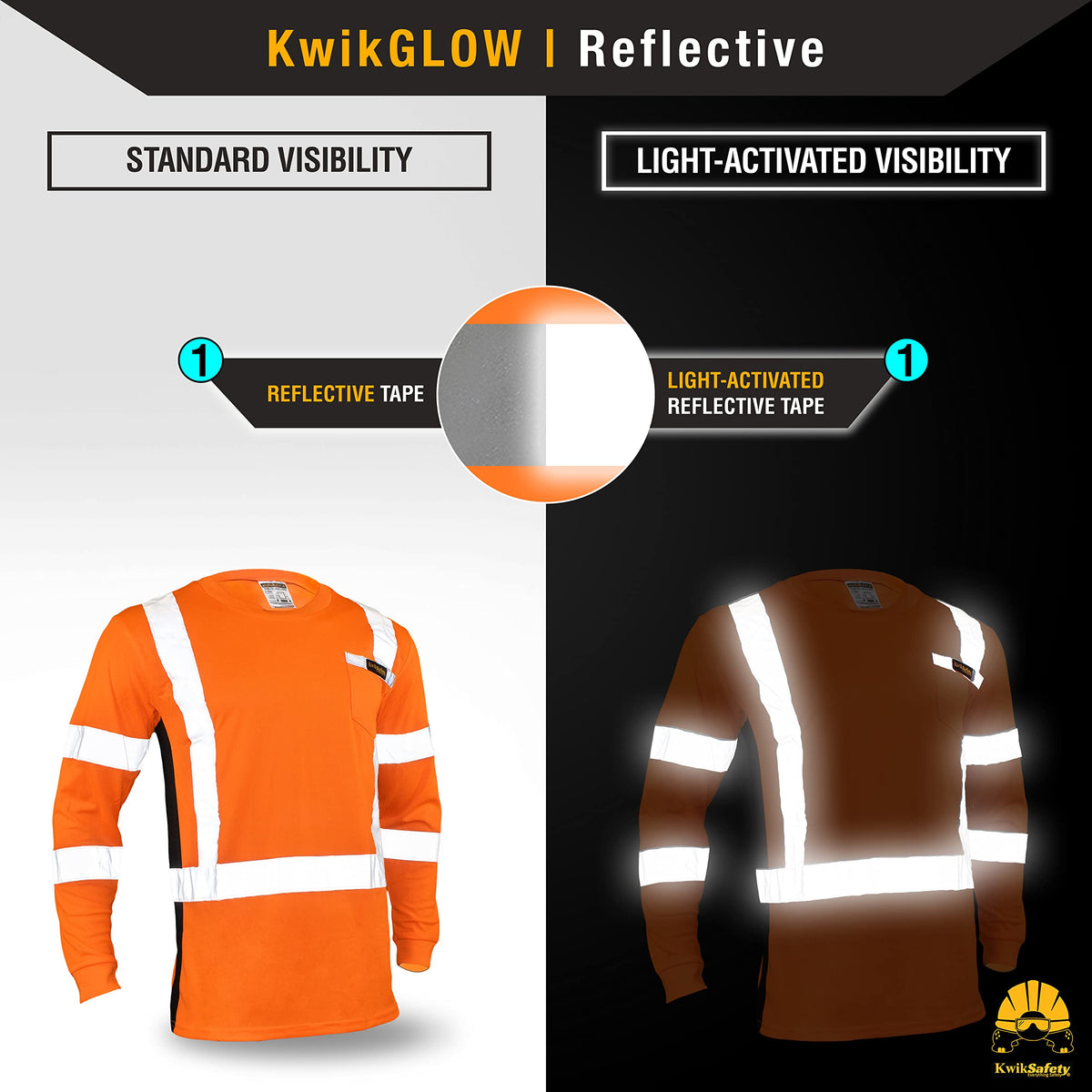 KwikSafety - Charlotte, NC - Operator Long Sleeve Safety Shirts [Solid Reflective Tape] Class 3 ANSI Tested OSHA X-Large Basic Tape | Orange