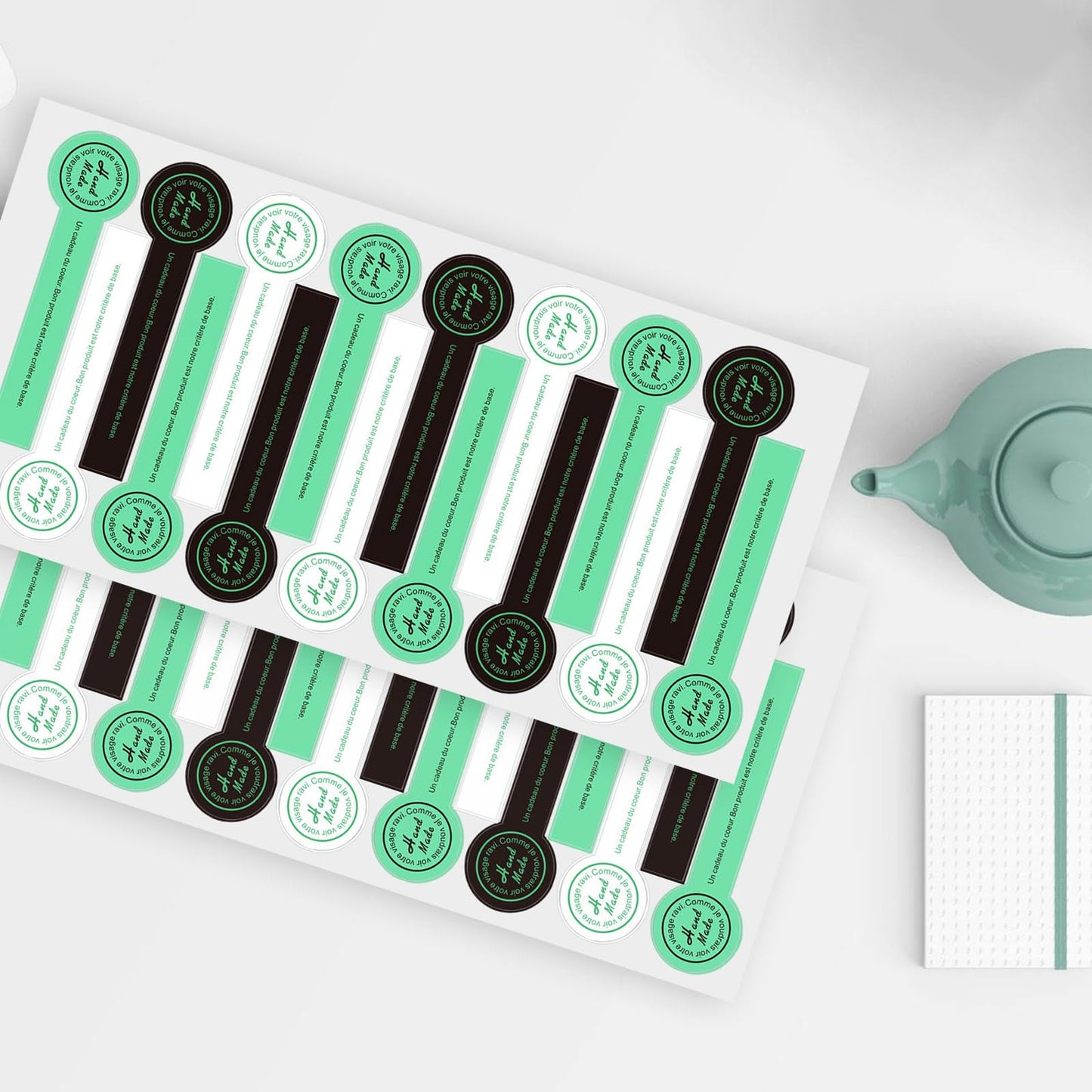 800pcs Handmade Food Baking Seal Stickers, Black Green White Self Adhesive Bakery Stickers, 3.9in Long Strip Tamper-Proof Packaging Sealing Labels for Lollipop Cake Cookie Bread Black Green White(800pcs-3.9in Long)