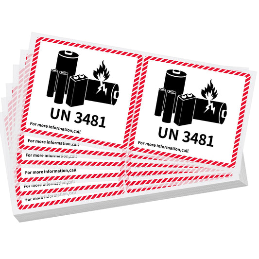 100 Pcs Lithium Ion Battery Caution Labels Un3481 Transport Caution Warning Stickers 4.7 x 4.3 Fragile Stickers for Shipping Lithium Batteries Strong Adhesive Safety 100