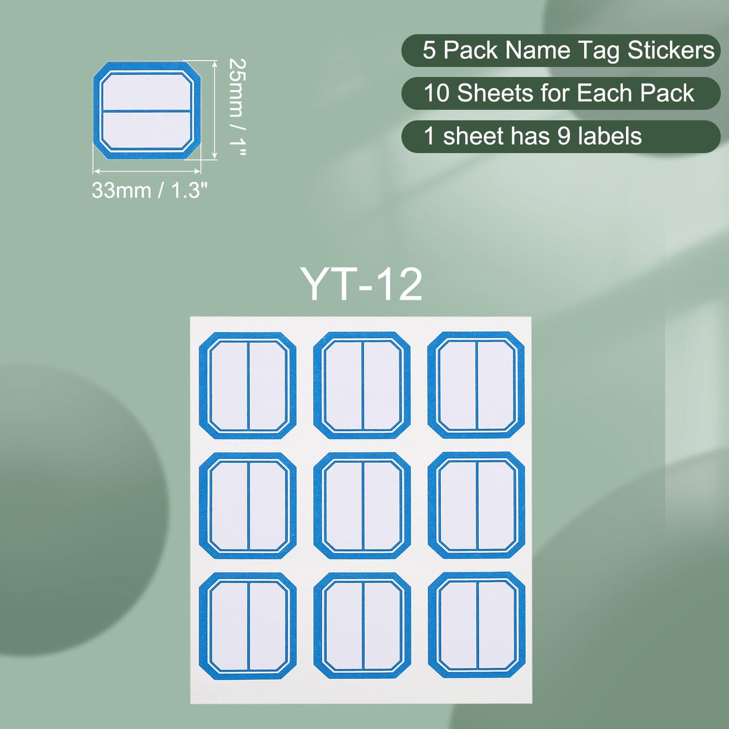 M&G 450 Pcs Name Tag Stickers, Name Labels Stickers Waterproof Adhesive Labels Blank for Stuff-Daycare Supplies Bottle Clothes Fabric Folder Office Camp, 25x33mm, Blue White