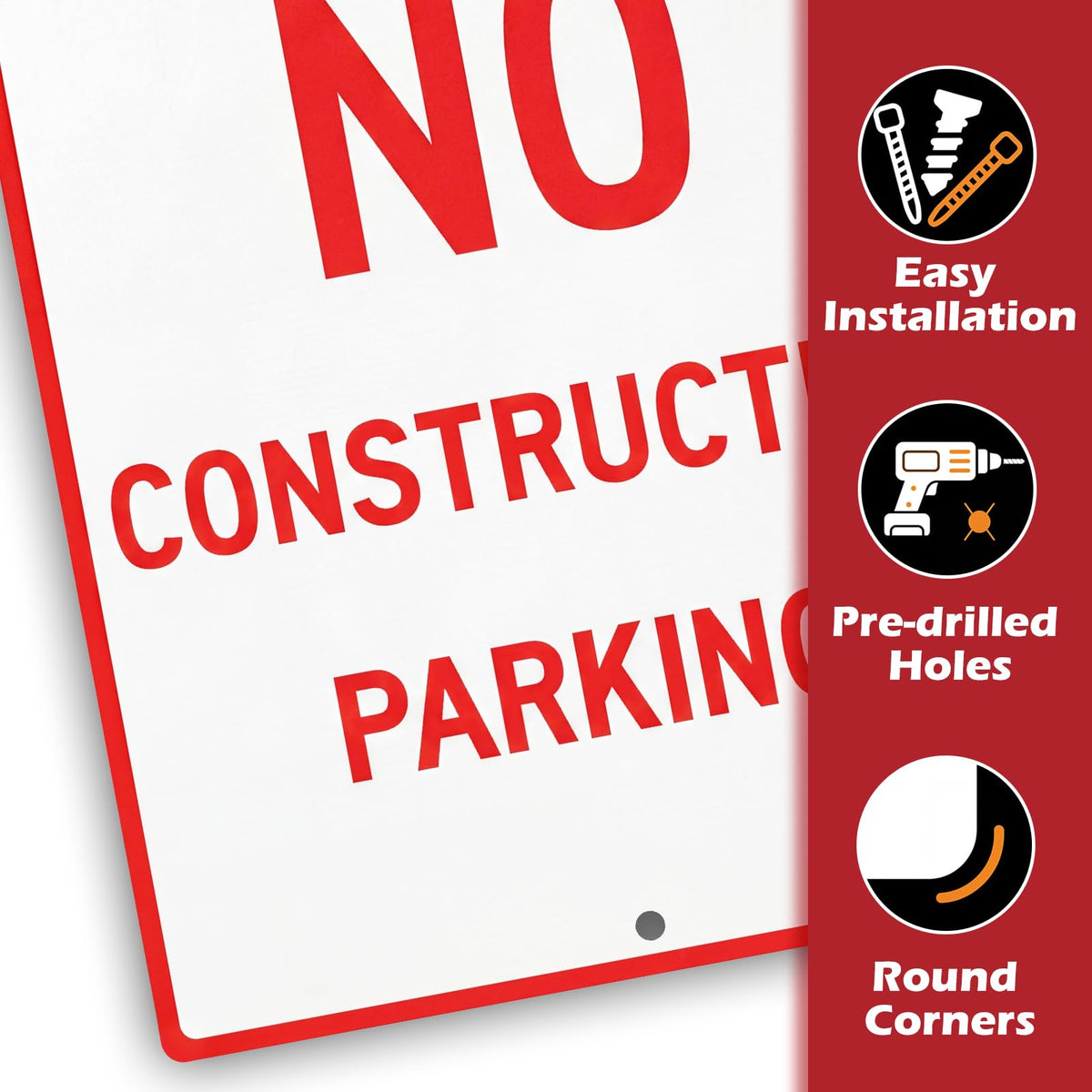 2 Pcs No Construction Parking Sign
