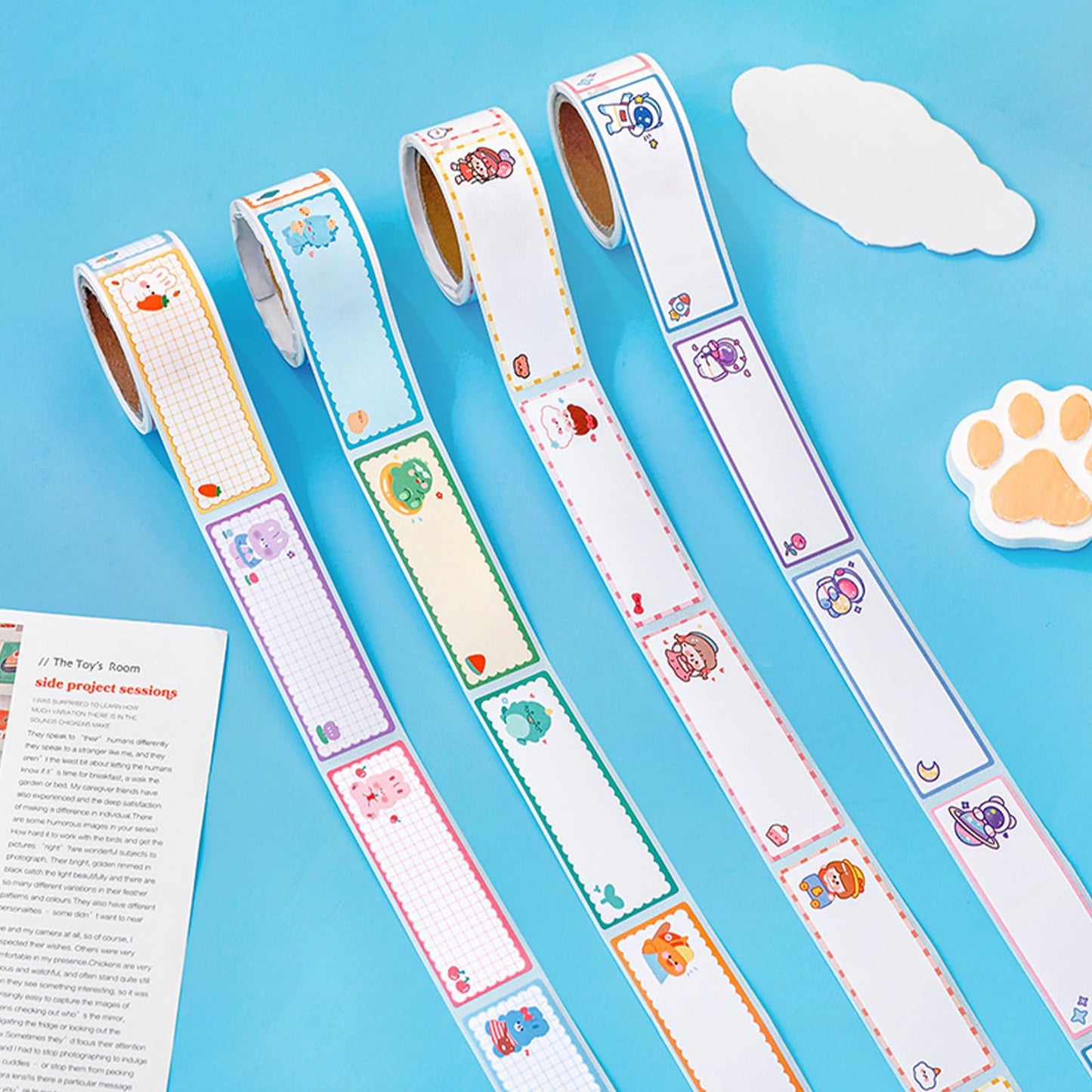 Cute Name Tag Sticker Animal Label Name Stickers Cute Dinosaur Rabbit Astronaut Name Badge School Book Pencil Name Label Sticker for Kid Students Stationery Desk Supplies 240 Pcs (4p Animal) 4p Animal