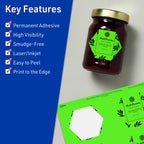 Avery Printable Hexagon Labels, Sure Feed Technology, 2-1/2" x 2-57/64", Neon Green Labels, Print-to-The-Edge, Laser/Inkjet Printable, 120 Total, Great for Cosmetics and Jars 120 labels