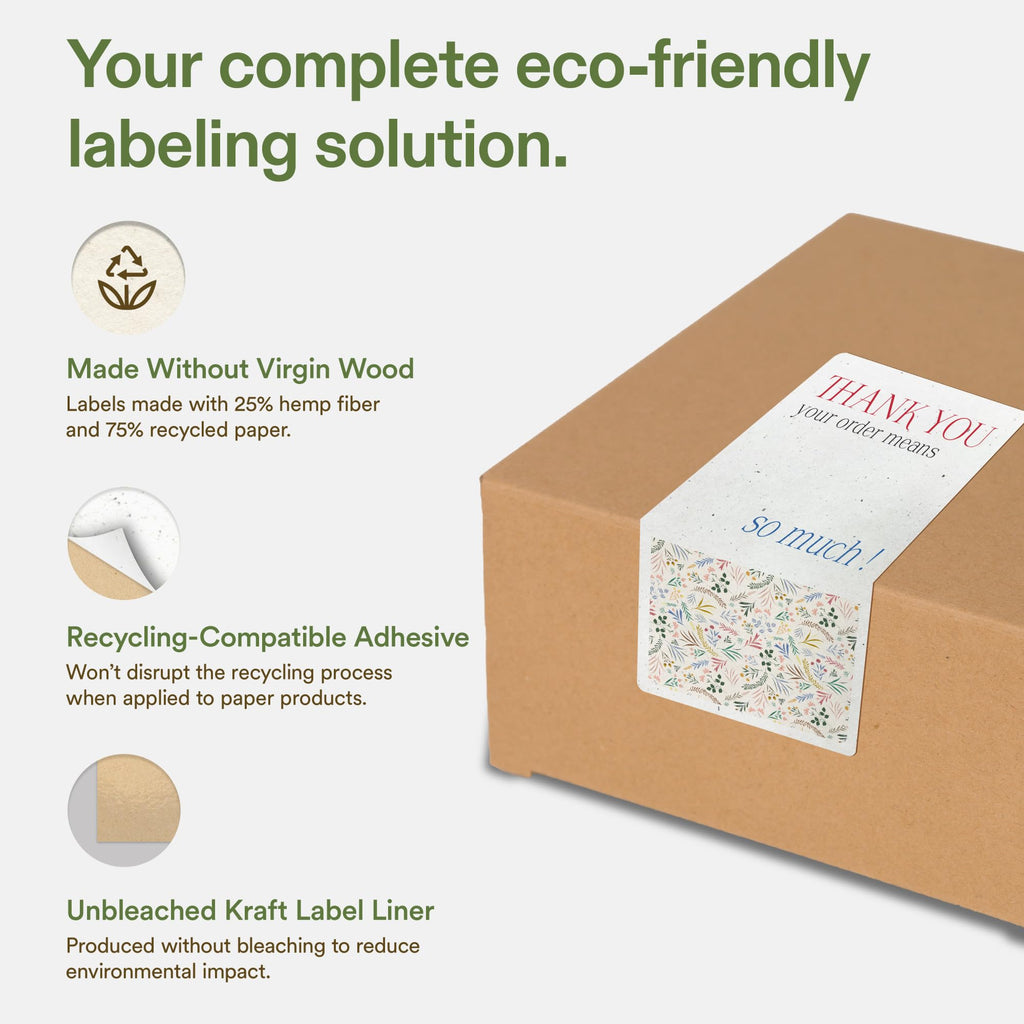 Avery® Printable Rectangle Hemp Labels, Sure Feed® Technology, 5" x 8-1/8", Off-White, Laser & Inkjet Compatible, 40 Total, Great for Product Branding, Packaging, and More 40 Labels