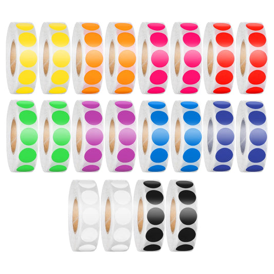 1/2 Inch Solid Round Color Coding Labels Roll, Self-Adhesive Circle Dot Sticker 10 Assorted Colors for Inventory and Home Organize, File Classification