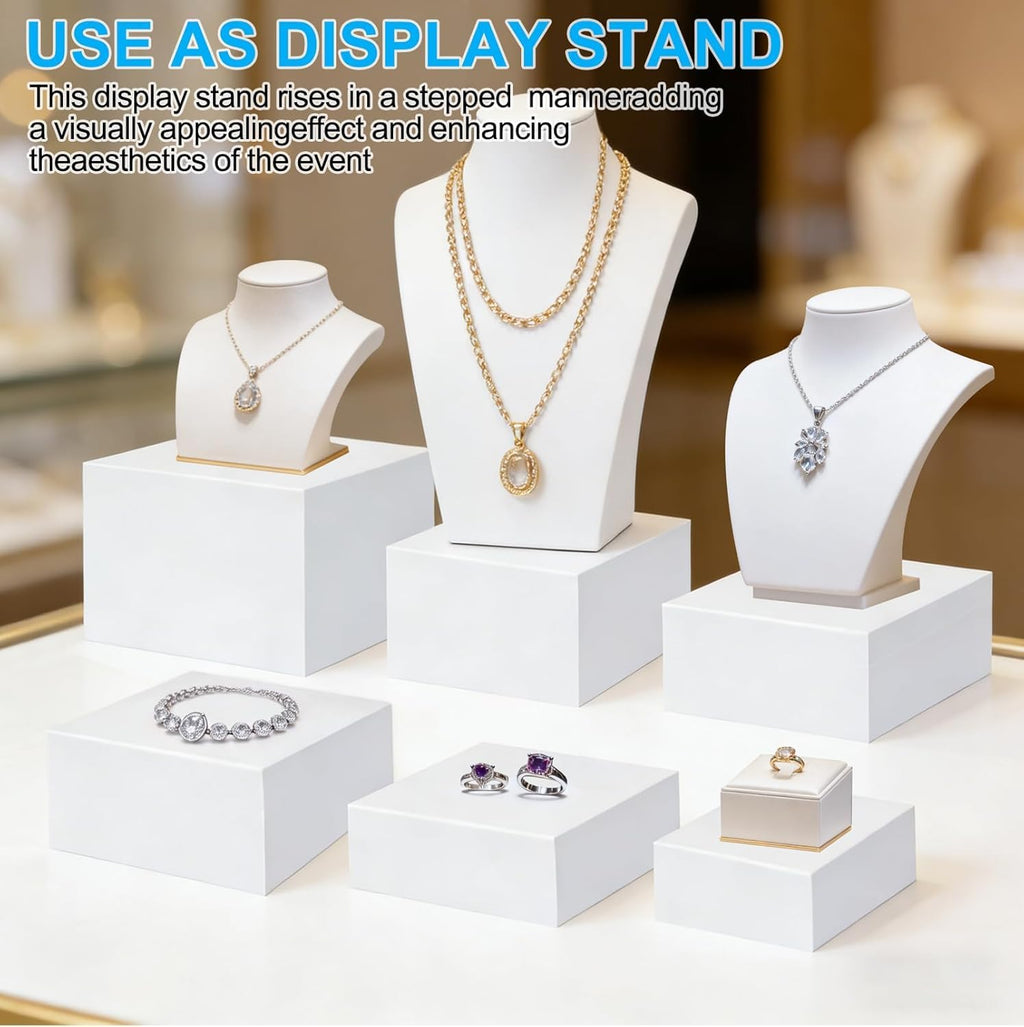 6 Pcs Acrylic Buffet Risers and Stand Food Risers with Mini Sign and Marker