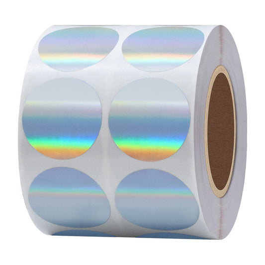 Hybsk 1000pcs Holographic Silver Labels Color Coding Dots for Organizing Inventory 1 inch Round Dot Stickers -DO NOT SUPPORT PRINTING!(1 inch)