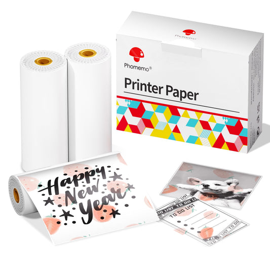 Phomemo Self-Adhesive Thermal Sticker Paper, Color Printer Paper Compatible with Phomemo Q02/T02/M832/M02/M02S/M04S Thermal Printer, Black on Milk Strawberry, 50mm x 3.5m, Keep for 20 Years, 3 Rolls 1.96 in x 11.48 ft