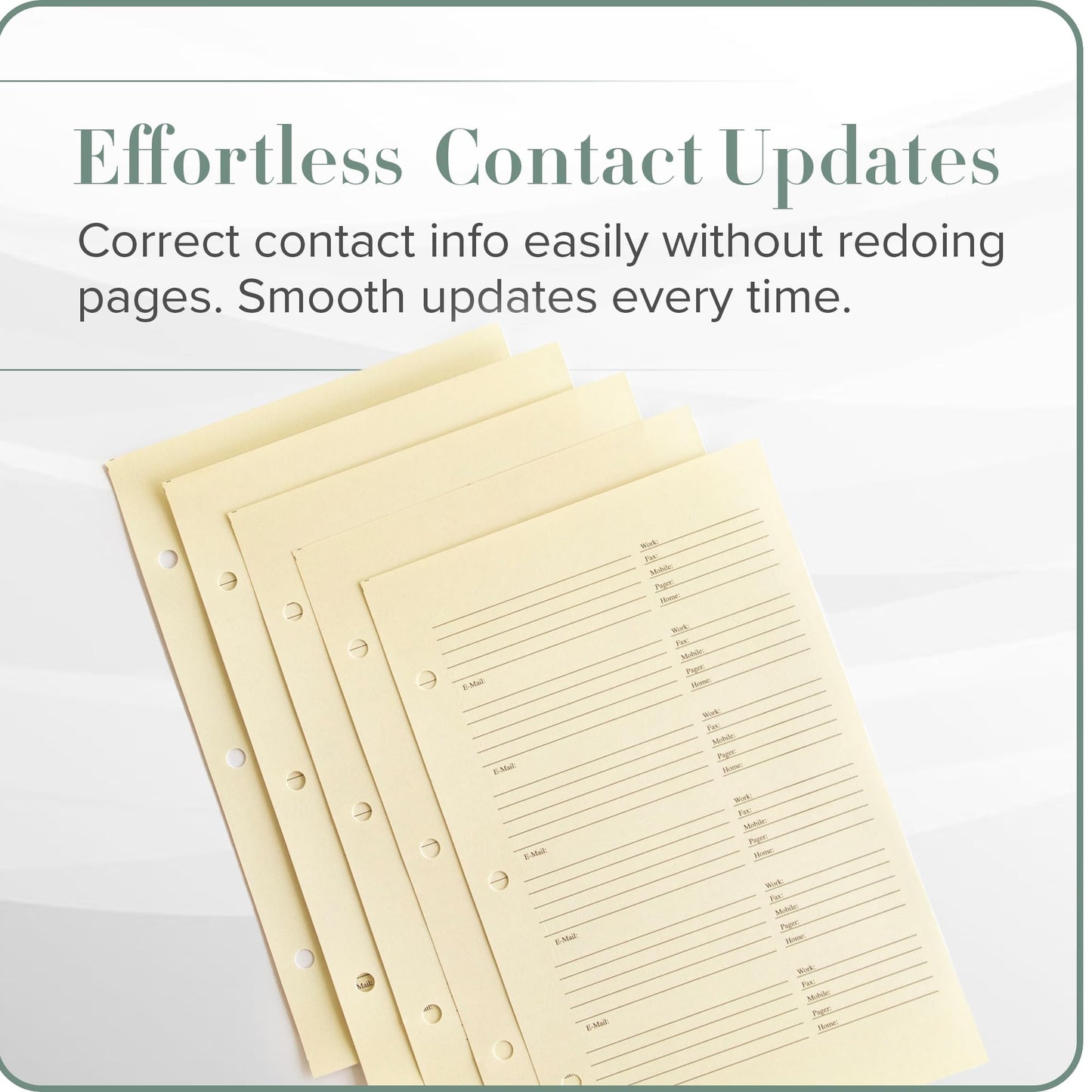 Gallery Leather Address Book Correction Labels - Self-Adhesive, Sticky, 5 Sheets, 30 Sticker Records, for Easy and Clean Contact Updates Refill Desk Refill Label Beige