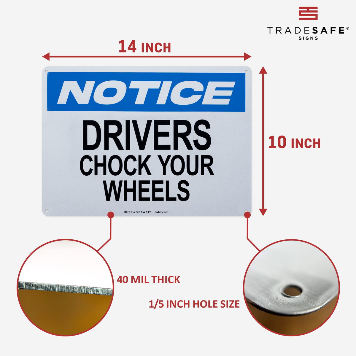 TRADESAFE Chock Your Wheels Sign, Aluminum Notice Sign Drivers Chock Your Wheels