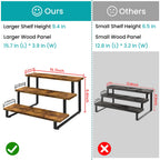 ELITEROO Wooden Display Stand Set, Portable 3 Tier Shelves Stair Step Shelf Risers Stands for Retail Tabletop, Countertop, Craft Shows, Farmers Market, Tradeshows, Vendors (1 Straight + 2 Corner)