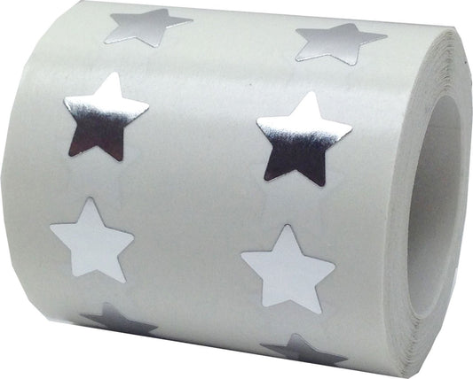 Metallic Silver Star Shape Stickers 0.50 Inch 1,000 Adhesive Labels Metallic Silver