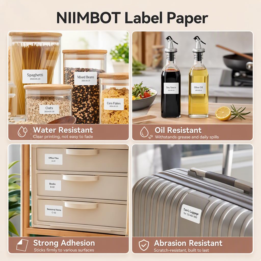 NIIMBOT 2 Rolls Thermal Labels, 1.57" x 0.79"(40x20mm) Waterproof Oil-Proof