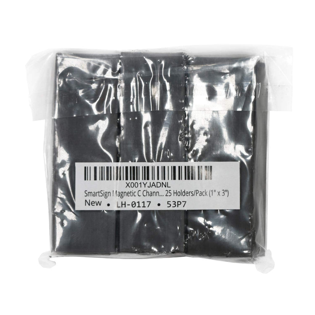 SmartSign Pack of 25 Magnetic"C" Channel Label Holders | 1" x 3" 1" x 3"
