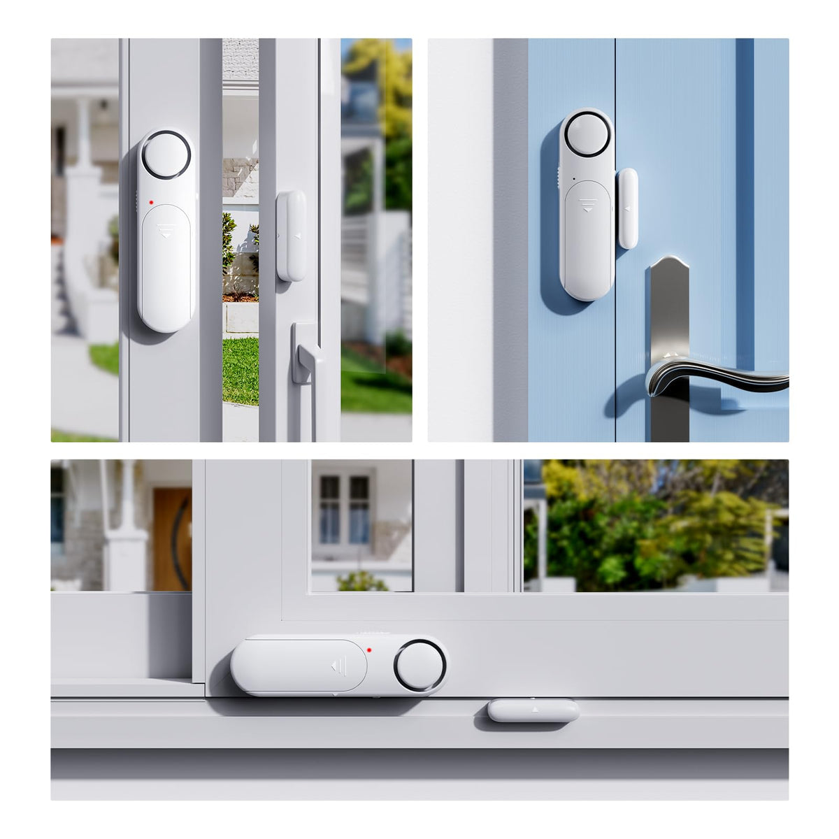 2-Pack Window and Door Alarms When Opened for Kids Safety/Dementia Safety/Home Security, Wireless Sliding Front Door Opening Sensor Alarm with Remote, 120dB Burglar Alert for House/Bedroom/Apartment 2 Sensor + 2 Remote White