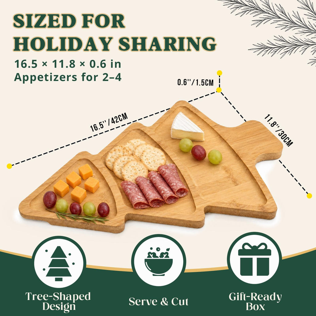 Bamboo Christmas Tree Charcuterie Board, 16.5 x 11.8 in