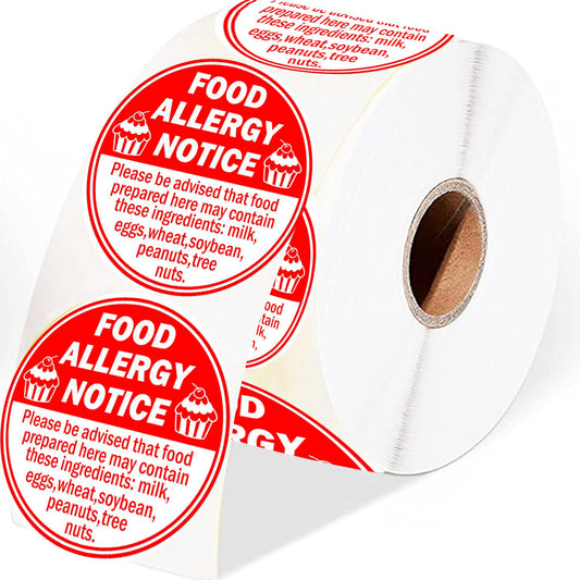 Allergy Sticker for Cake Food Allergy Stickers 2 Inch Allergen Warning Labels for Bakery, Party,Restaurants 500 pcs