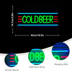 Cold Beer Neon Sign Bar Neon Light Sign for Man Cave Beer Neon Light Sign Letter Led Sign for Pub Bedroom Store Club Bistro Wall Decor Ideal Pick for Dad Husband Men Cold Beer