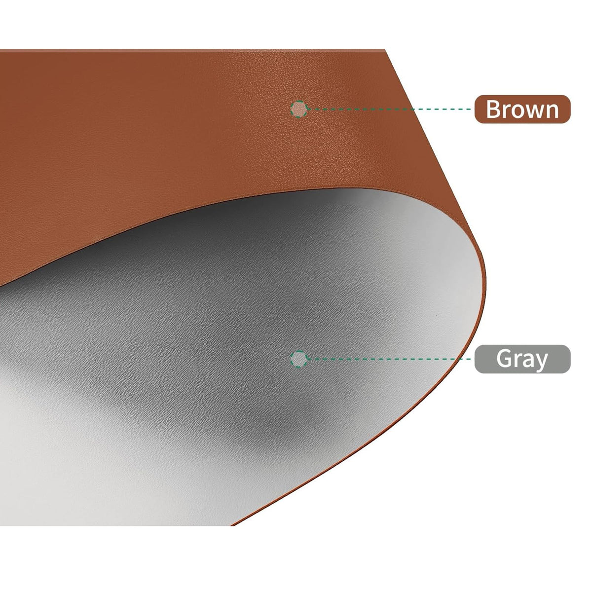 1.8mm Thick Leather Table Protector - Heavy Duty Waterproof Desk Cover for Dining,Coffee Table, Nightstand, Dresser Top Non-Slip Scratch Resistant Surface, 16x36 Inch (Brown+Gray) Brown+gray 16×36 inch