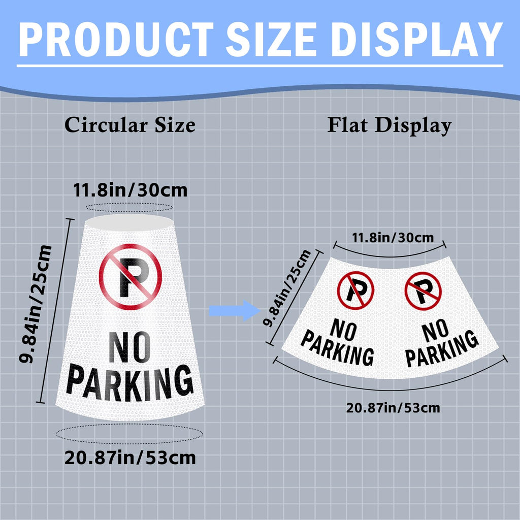 4 Pack No Parking Cones Message Sleeve, 360° Bright Reflective Cones Sleeve 4 Pack