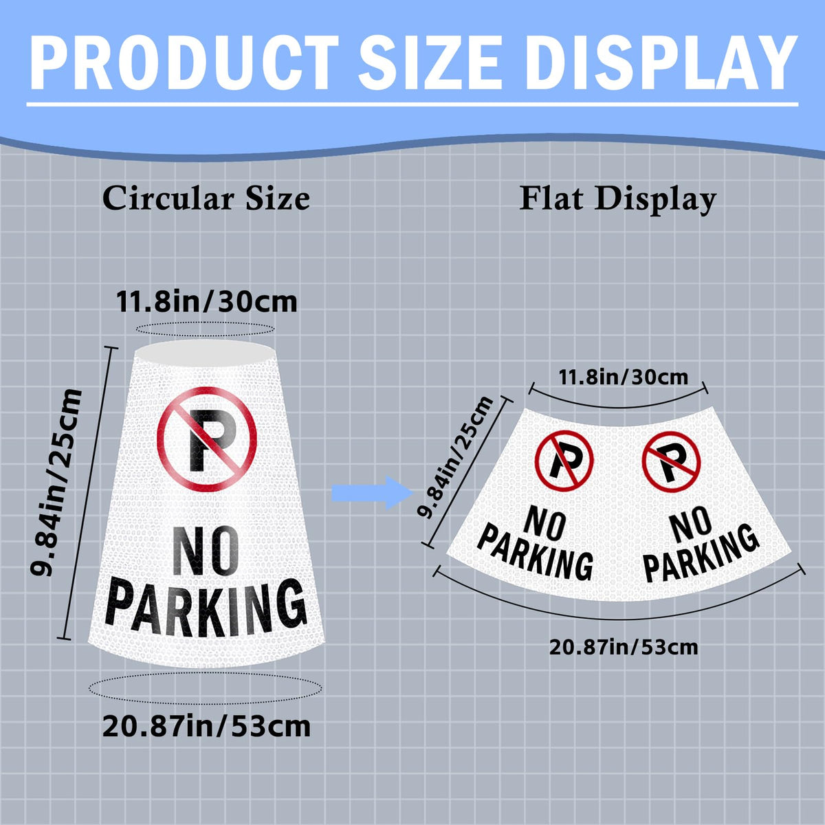 4 Pack No Parking Cones Message Sleeve, 360° Bright Reflective Cones Sleeve 4 Pack