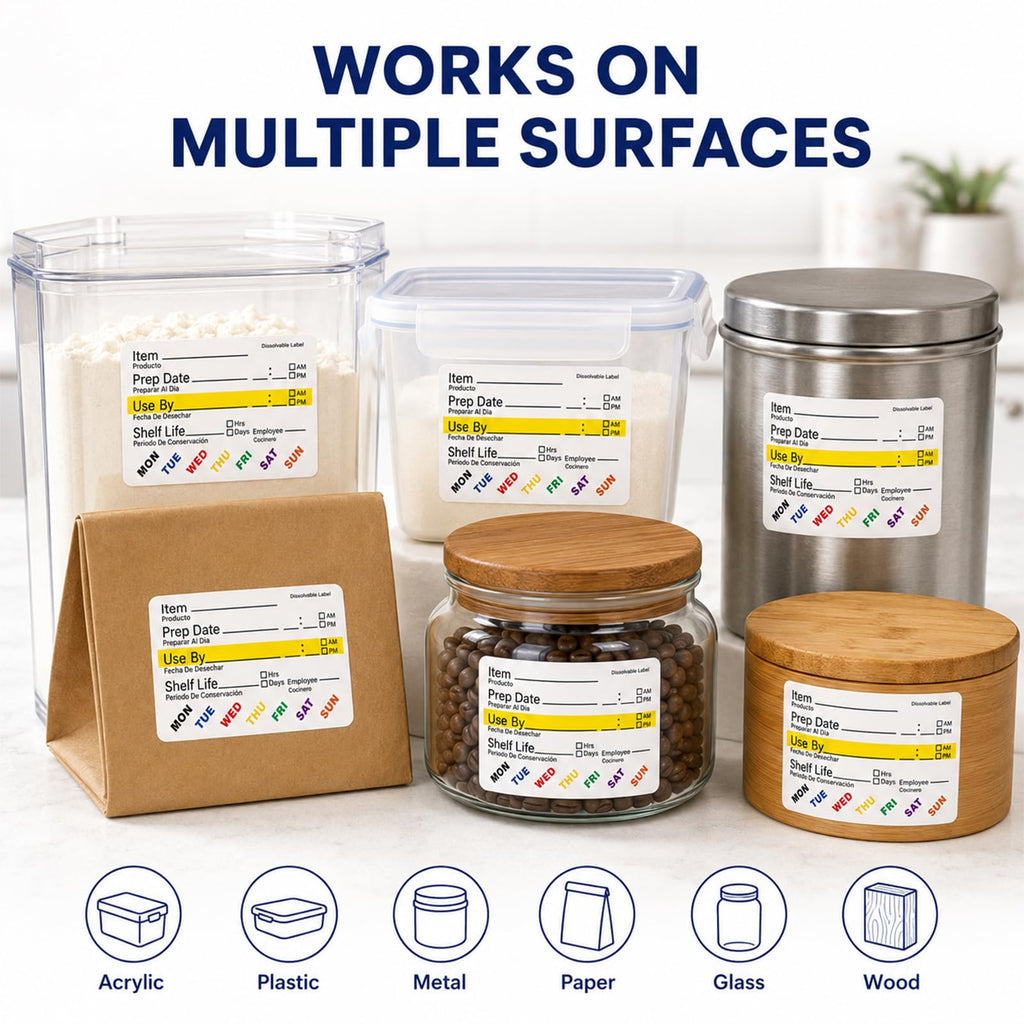 Dissolvable Food Rotation Labels 2"×3" Shelf Life Stickers 300 PCS