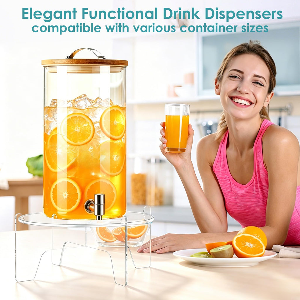GeeRic Acrylic Beverage Dispenser Stand Only, Clear Heavy Duty Drink Dispenser Riser, Max 8.1 Inch Holder for Glass Beverage Jars, Beach Picnic Party Catering Outdoor