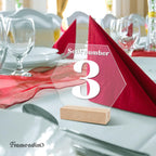 Framendino, 10 Pack Hexagon Acrylic Table Sign with Wood Stand DIY Wedding Signs Blank Holder Numbers Base for Party Decor
