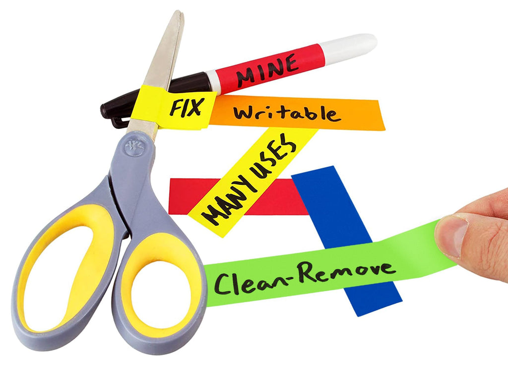ChromaLabel 3/4 inch transparent color code labeling tape in white and multicolor, 10 rolls with 500 inches each for organization.
