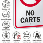 SmartSign - K-8348-AL-12x18 "No Carts" Golf Course Sign | 12" x 18" Aluminum Black/Red on White