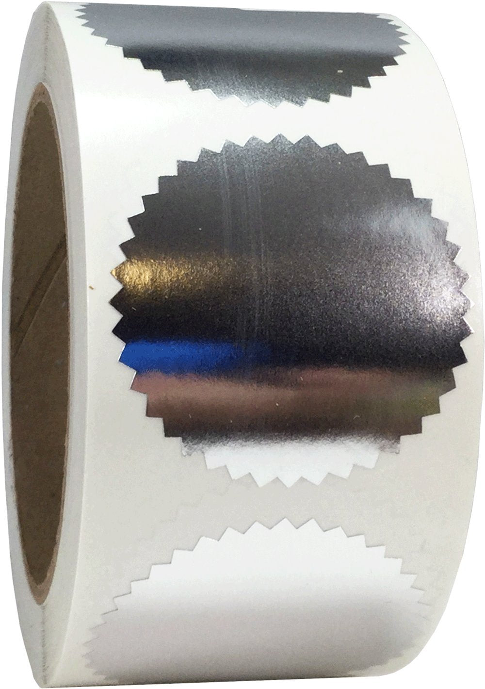 Envelope Package Seals Serrated Edge Color Coding Labels Metallic Silver Certificate Award Stickers 2 Inch Round 500 Total Adhesive Stickers