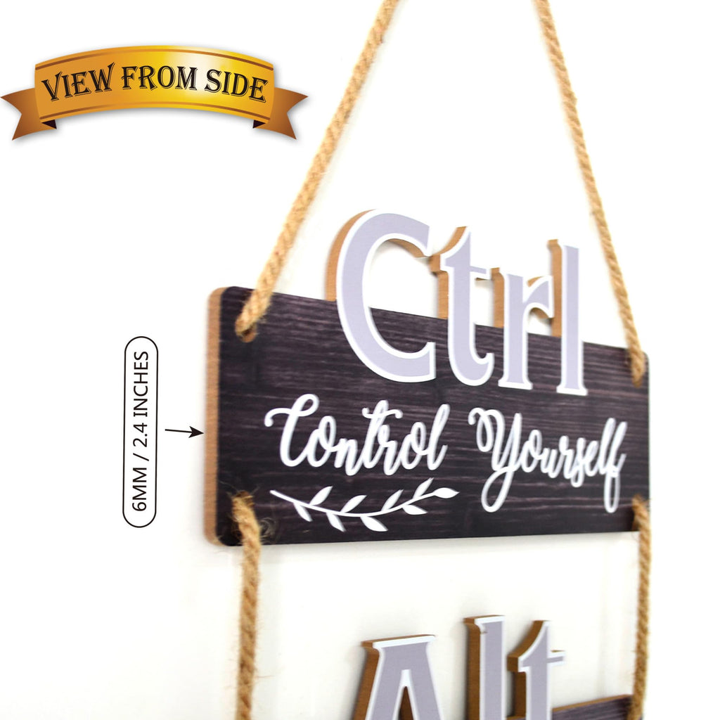Ctrl Alt Del Motivational Inspirational Wooden Wall Collage Sign 3pcs ctrl alt del
