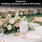 Stainless Steel Reserved Table Sign, Set of 6, 2.36 x 3.94 Inch Tent-Style Signs, Brushed Gold Metal, Durable and Easy to Read for Restaurants, Cafes, Hotels, Weddings, and Events (Gold)