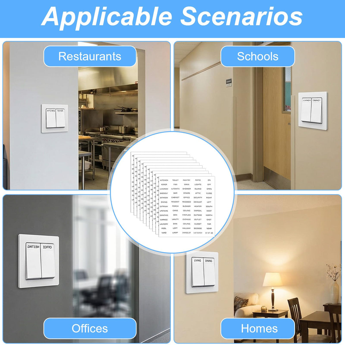 650Pcs Light Switch Labels, Transparent Electric Panel Labels, Light Switches Label, Switches Stickers for Home and Office