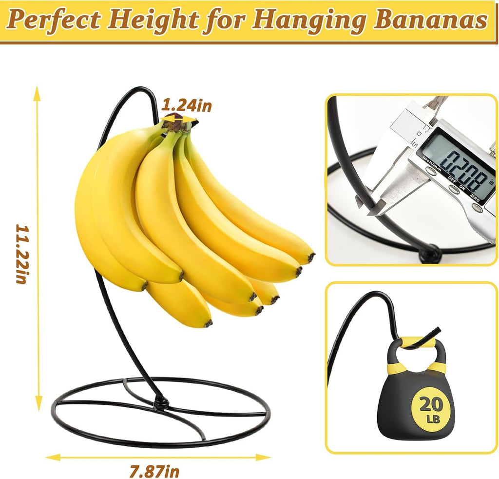 CAPHONT 2 Pack Banana Holder Stand Black Detachable Banana Stand Metal 2pcs