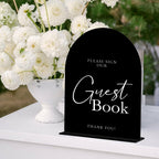 Black Arch Acrylic Guest Book Sign with Stand 8"x10"
