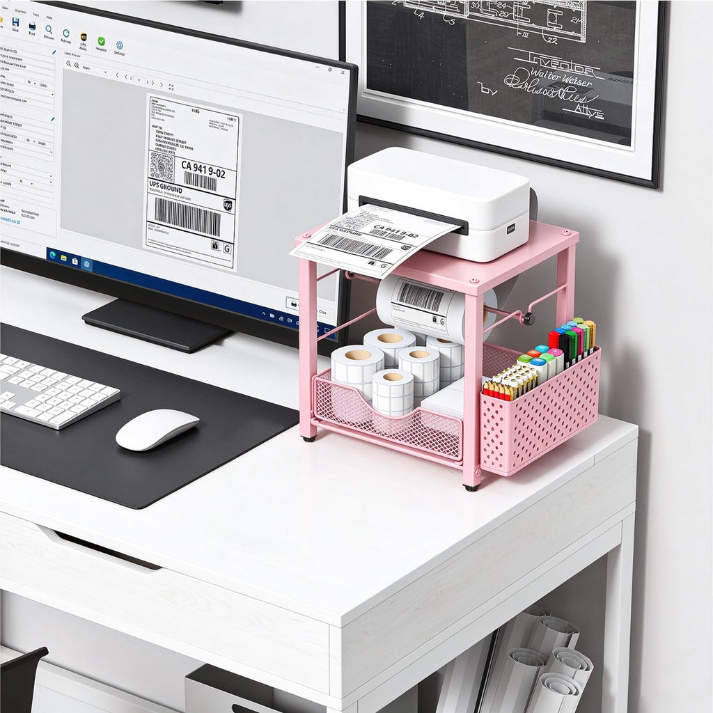 Thermal Label Holder for Foldable and Roll Type Labels,Metal Label Holder Pink