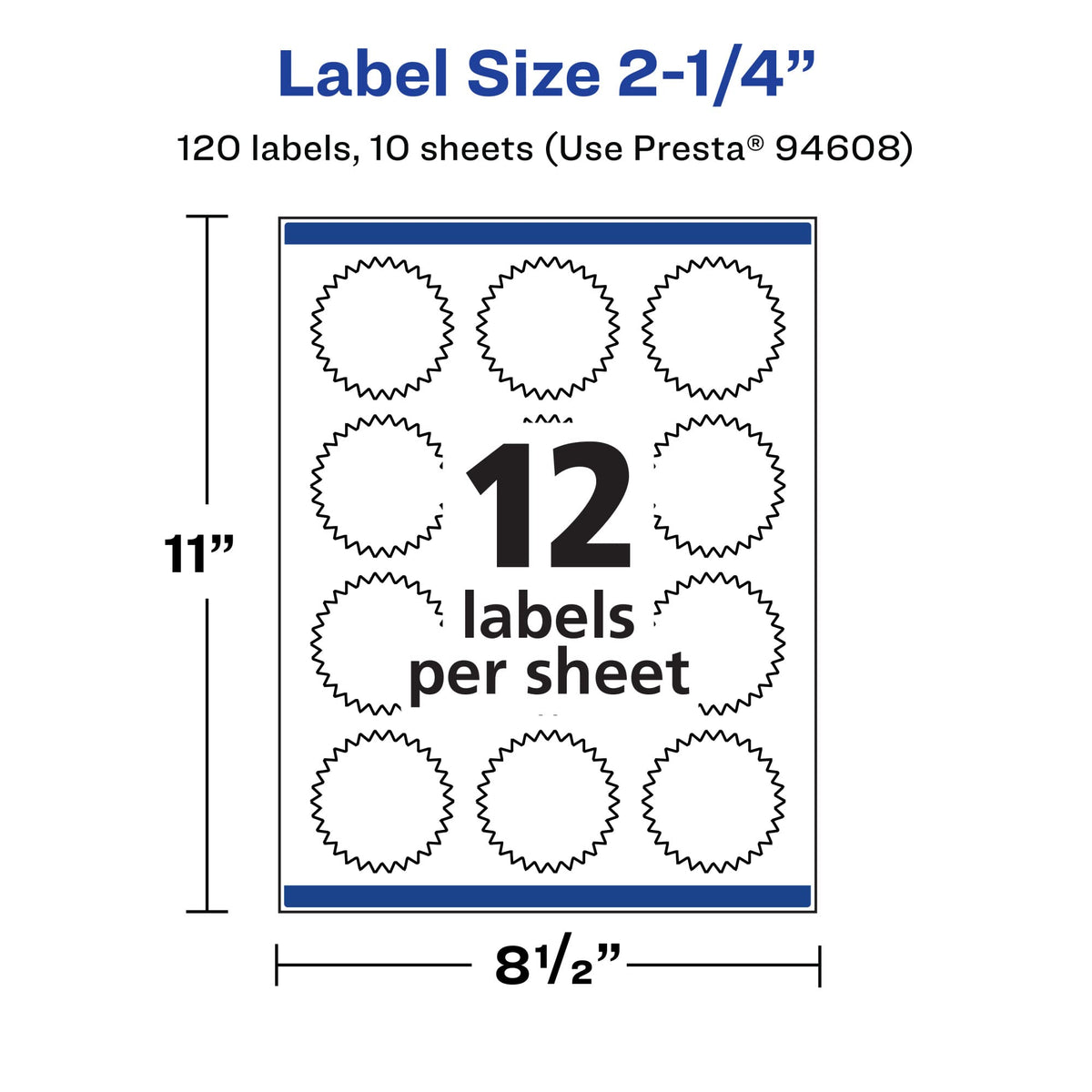 Avery® Printable Durable White Starburst Labels, Sure Feed® Technology, 2.25", Print-to-the-Edge, Waterproof Labels, Laser & Pigment-Based Inkjet Compatible, 120 Total 120 labels