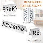 30Pcs Metal Reserved Table Signs, Double Sided Reserved Seating Signs with Protect Film, Table Tent Stand Tents Reserved Sign for Wedding Restaurant Parties Ceremony 5.9 x 1.6 Inch Silver