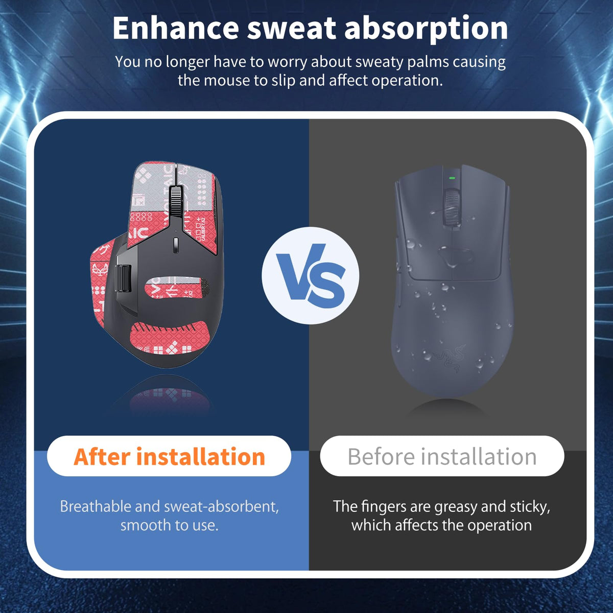 NOUKAJU Mouse Grip Tape Full Coverage for Rapoo MT760, Mouse Anti Slip Grip Tape,Self-Adhesive PreCut Sweat-Resistant Professional Mice Upgrade Kit(Red)