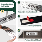 Wash Rinse Sanitize Sink Labels, Bilingual English Spanish 3 Compartment Sink Stickers, Employees Must Wash Hands Sign for Commercial Kitchen, Restaurant, Food Truck, Food Service, 4 Pack Brushed Aluminum Wash/ Rinse /Sanitize/ employees-Spanish