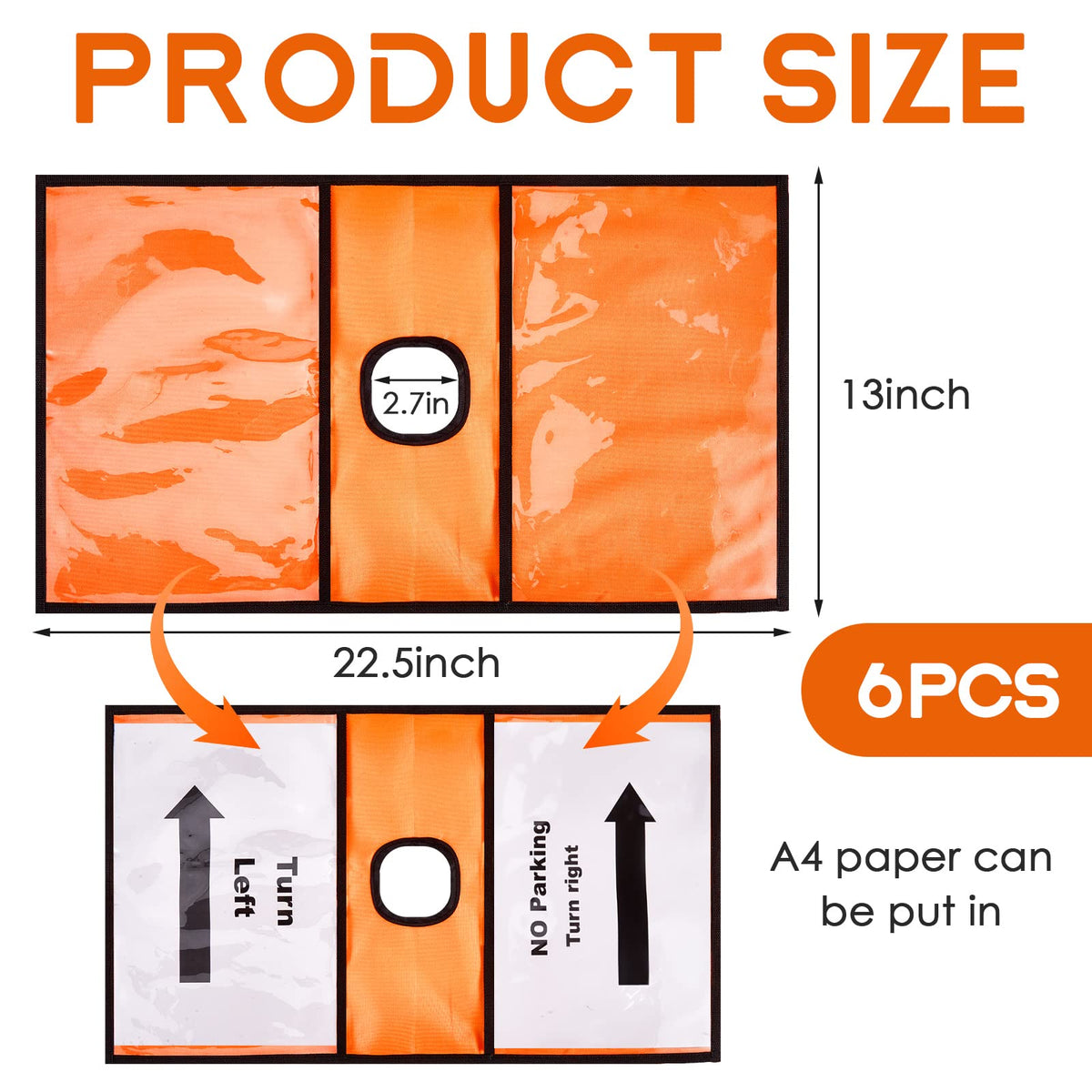 Fabbay Traffic Cone Sleeve, Traffic Cone Covers with Pockets, 6 Pieces