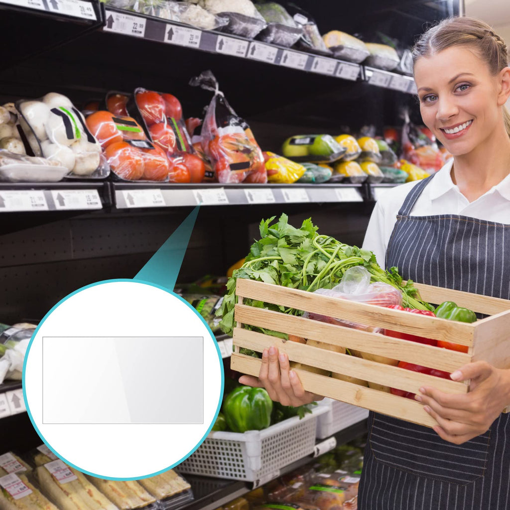 Chunful 1000 Pack Plastic Tags Shelf Label Holders Clear, 2.5 x 1.25 Inch