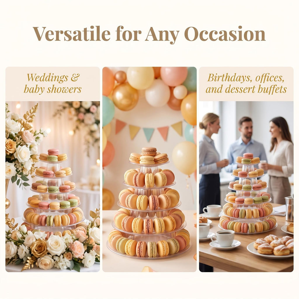 6 Tiers Macaron Tower Stand, 2Pcs Clear Plastic Macaron Display Holder