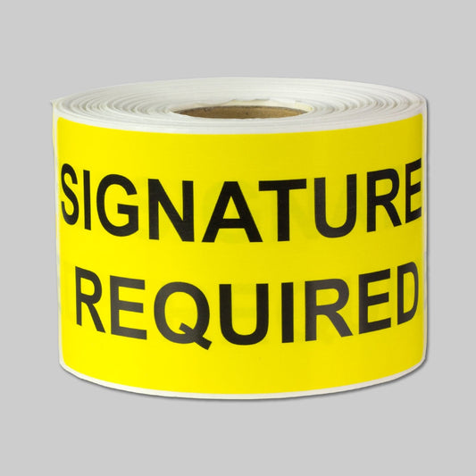 300 Stickers - Yellow Signature Required Sticker Labels 4 x 2 Inches - Perfect for Packages, Envelopes, and Deliveries